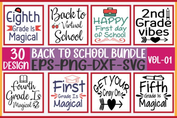 30 Back to School Bundle: Graphics for Crafts