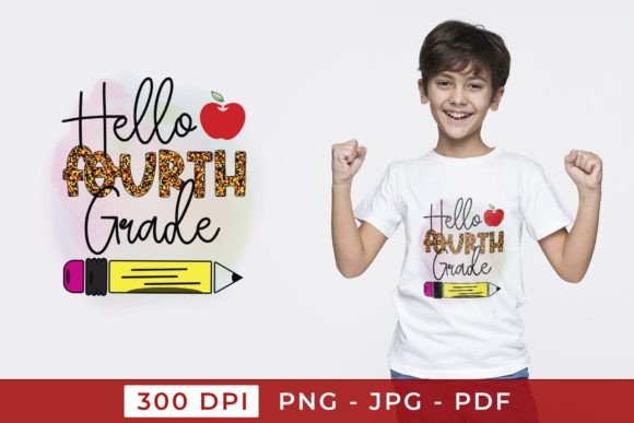 Hello Fourth Grade Back to School PNG: Graphics for Crafts